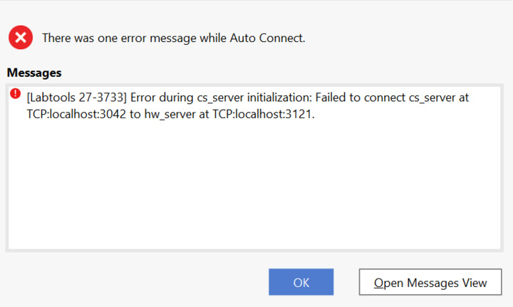 Labtools 27-3733] Error during cs_server initialization: Failed to 